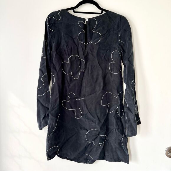 NWT Madewell Shift Long Sleeve Mini Dress in Floral True Black - Picture 8 of 10